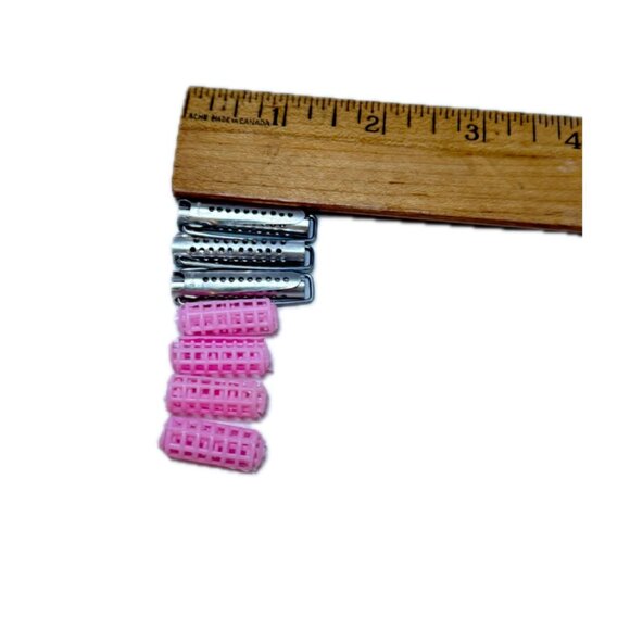 Vintage Tammy Barbie Fashion Doll Curlers Lot 7 w 4 Pink Plastic 3 Metal 1960s - Picture 4 of 5